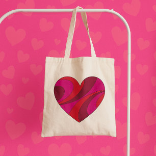 Tote Bag Abstrait Motif de la rotation du coeur rouge et ro