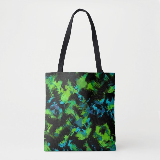 Tote Bag Abstrait noir et vert (Devant)