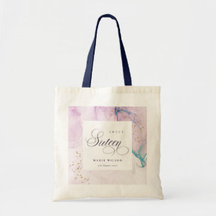 Tote Bag Abstrait Pastel violet Turquoise bleu doux 16 Anni