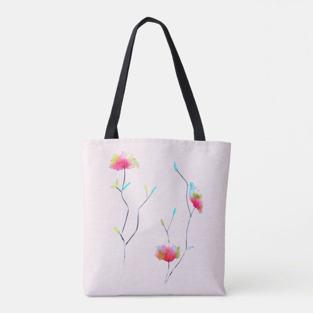 Tote Bag Abstrait rose d'inspiration japonaise florale simp (Dos)