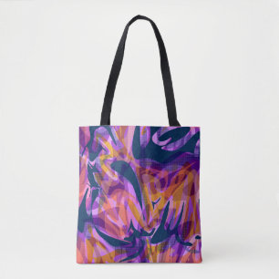 Tote Bag Abstrait sans couture brosse trait moderne multico