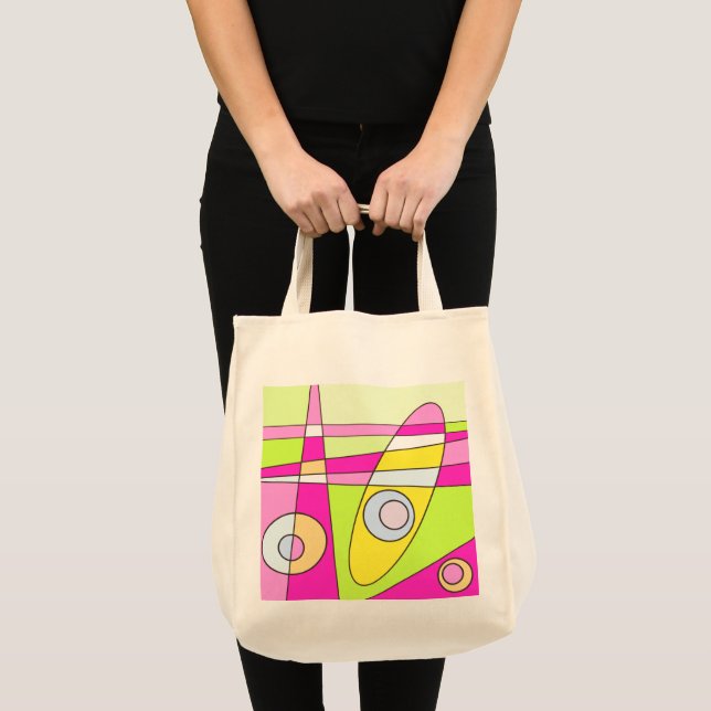Tote Bag Abstrait surf Bright Pink Green Bubblegum (Devant (produit))