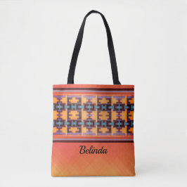 Tote Bag Abstraite Orange, Violet, Jaune & Bleu Tribal Four