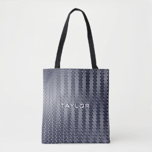 Tote Bag Abstraites bandes géométriques en noir et blanc, T
