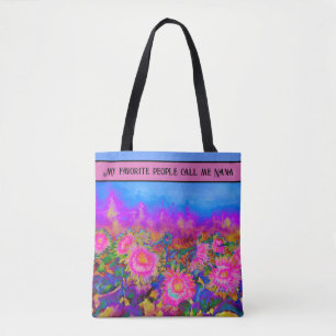 Tote Bag Abstraits champs de tournesol rose fleuri rose rét