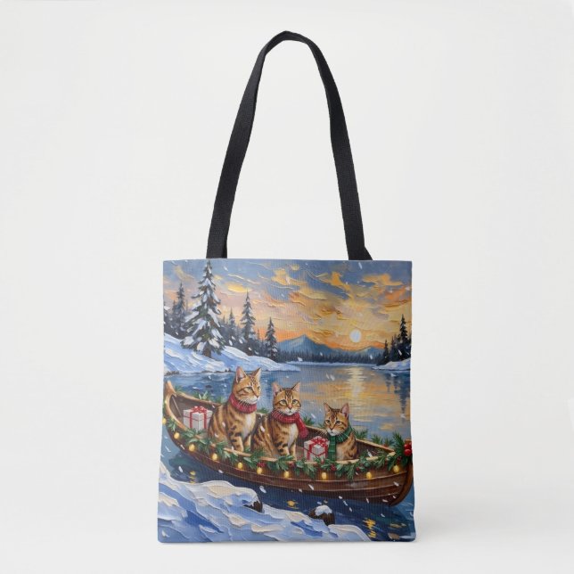 Tote Bag Abyssinian Cat Christmas Boat Holiday (Devant)