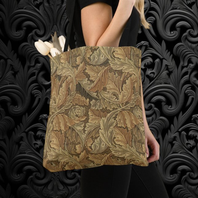 Tote Bag Acanthus Feuilles de William Morris, Antique Texti (Acanthus Leaves by William Morris, Antique Victorian Textile  Art All-Over-Print Tote Bag)