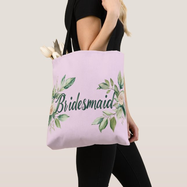 Tote Bag Accent de jardin à feuille verte demoiselle d'honn (De près)