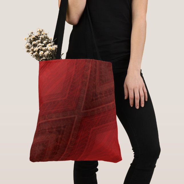Tote Bag Acceptation | Motif de Boho Eclectique Rouge (De près)