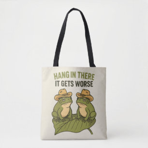 Tote Bag Accroche-toi, ça empire drôle grenouille