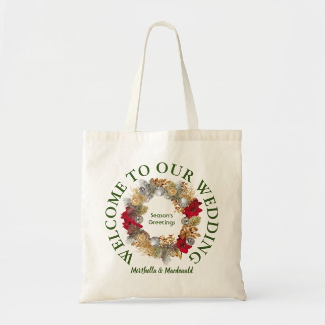 Tote Bag Accueil de Noël Bienvenue à notre Mariage (Devant)