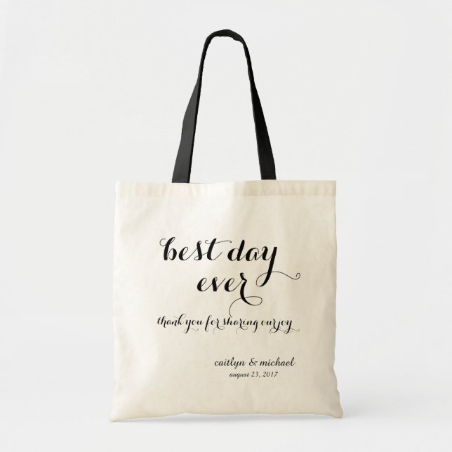 Tote Bag Accueil d'invité de mariage : le meilleur jour (Devant)