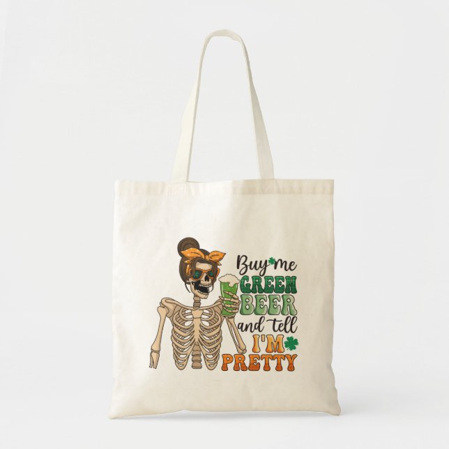 Tote Bag Acheter ma bière verte | Saint Patrick's Day (Devant)