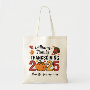 Tote Bag Action de grâce personnalisée 2025 Citrouille Fami
