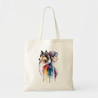 Tote Bag Acuarela Canina Sheltie - Femenina