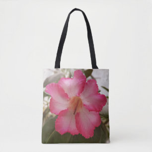 Tote Bag Adenium rose fleurs blanches fleurs florales natur