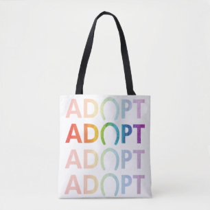 Tote Bag Adopter le texte empilé de Hoof Arc-en-ciel