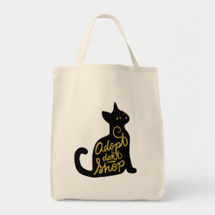 Tote Bag Adopter Ne pas Acheter Noir Chat Adoption