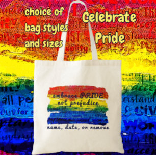 Tote Bag Adoptez la FIERTE et non les Préjugés Art Arc-en-c