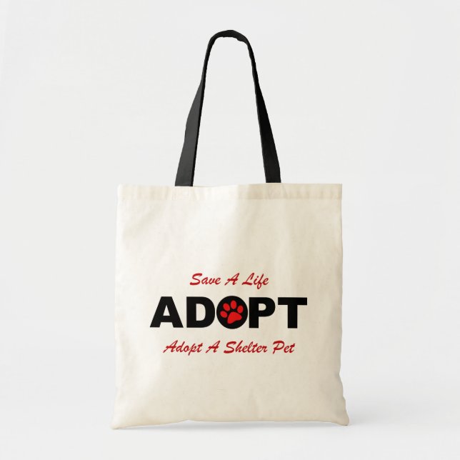 Tote Bag Adoptez (sauvez une vie) (Devant)