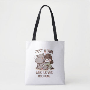 Tote Bag Adorable Baby Hippo, Jus Une Fille Qui Aime Moo De