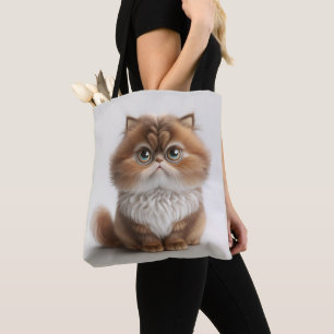 TOTE BAG ADORABLE BROWN CARTOON IMAGINAIRE CAT