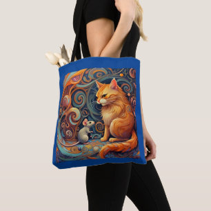 Tote Bag Adorable Chat Abstrait et souris Fourre-tout