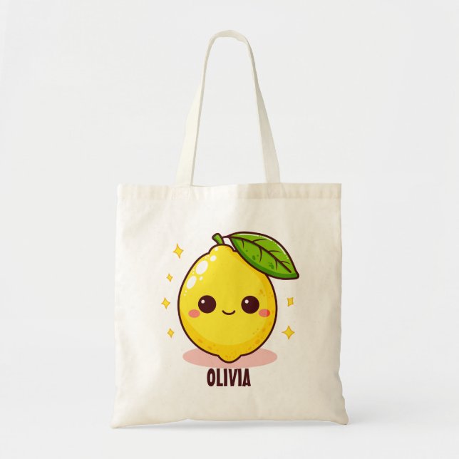Tote Bag Adorable Citron jaune mignon Personnalisé (Devant)