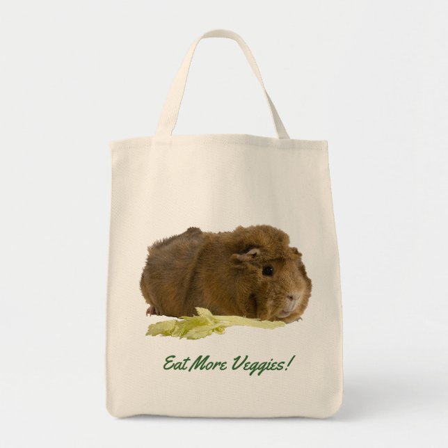 Tote Bag Adorable Guinée Cochon Mange Céleri Photo Réutilis (Devant)