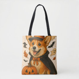 Tote Bag Adorable Halloween Corgi Jack-O-Lantern