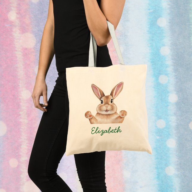 Tote Bag Adorable Lapin Personnalisé Pâques (Créateur téléchargé)