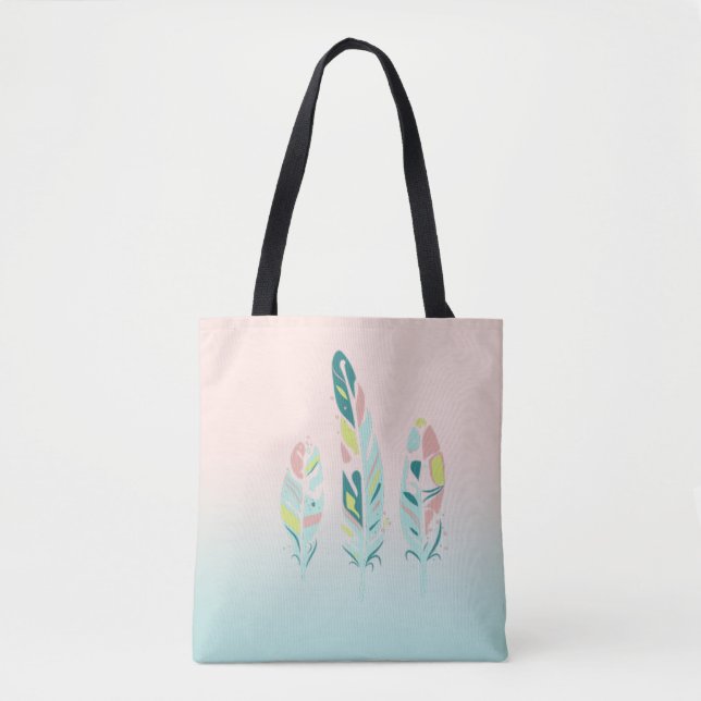 Tote Bag Adorable mignonne Fille Plumes modernes (Devant)