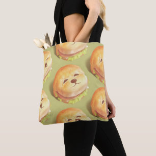 Tote Bag Adorable Motif de hamburger visage chien