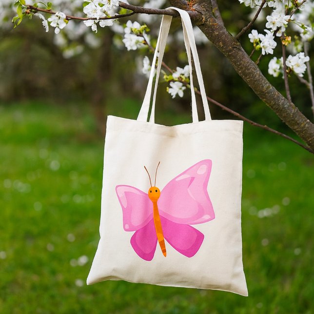 Tote Bag adorable Papillon de dessin rose (Créateur téléchargé)