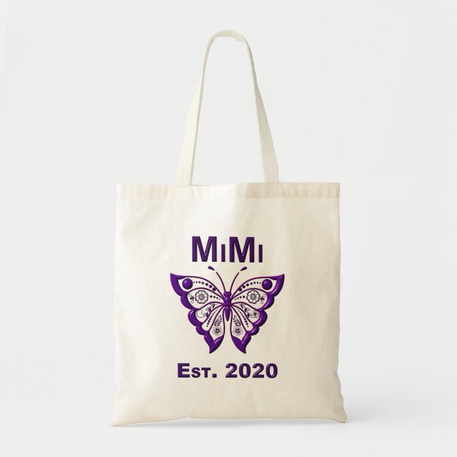 Tote Bag Adorable Papillon Mimi "Est 2020" (Devant)