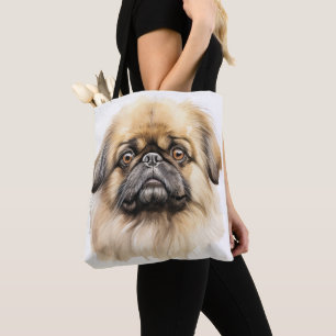 TOTE BAG ADORABLE TAN PEKINGESE PUPPY CHIEN
