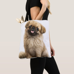 TOTE BAG ADORABLE TAN PEKINGESE PUPPY CHIEN
