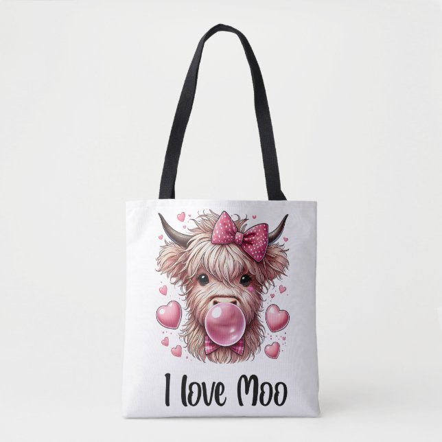 Tote Bag Adorable Vache de Saint-Valentin (Devant)
