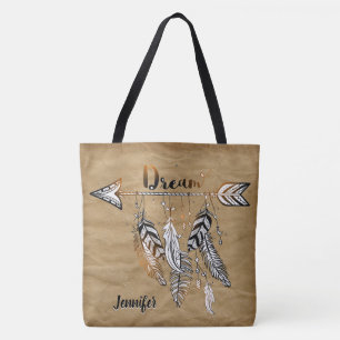 Tote Bag Adorables Flèche et plumes de Bohème Personnalis