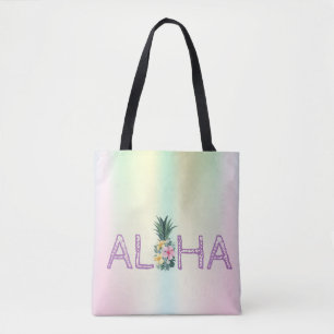 Tote Bag Adorables fleurs d'ananas hawaïennes Aloha colorée