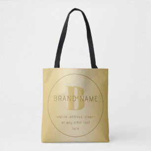 Tote Bag Adresse de retour minimaliste en or stylisée moder