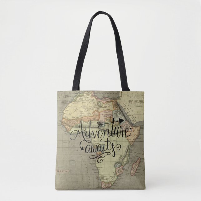 Tote Bag Adventure Attend la carte de l'ancien monde (Devant)