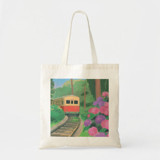 Tote Bag Aesthetic Train & Flowers Wall Art | Vintage Natur