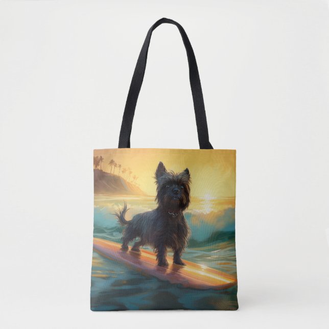 Tote Bag Affenpinscher Beach Surf Peinture (Devant)