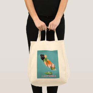 Tote Bag Affiche de carte illustrée de Californie