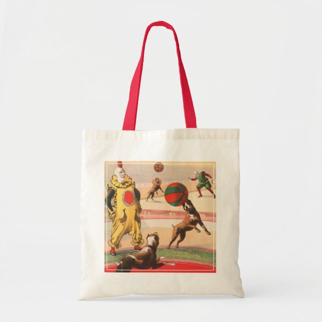 Tote Bag Affiche De Cirque Montrant Des Clowns Avec Des Chi (Devant)