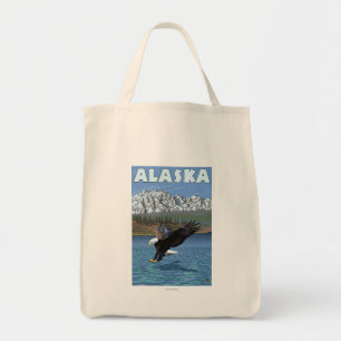 Tote Bag Affiche de Vintage voyage d'AlaskaBald Eagle