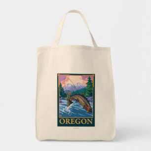 Tote Bag Affiche de Vintage voyage de scène de pêche de