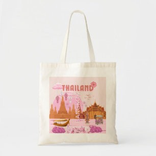 Tote Bag Affiche de voyage rétro boho Bangkok Thaïlande