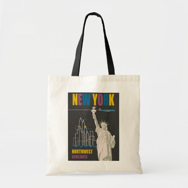 Tote Bag Affiche de voyage rétro Statue de la Liberté de Ne (Devant)